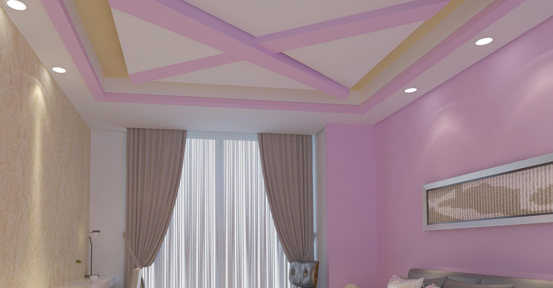 طراحی کناف سقف اتاق خواب06